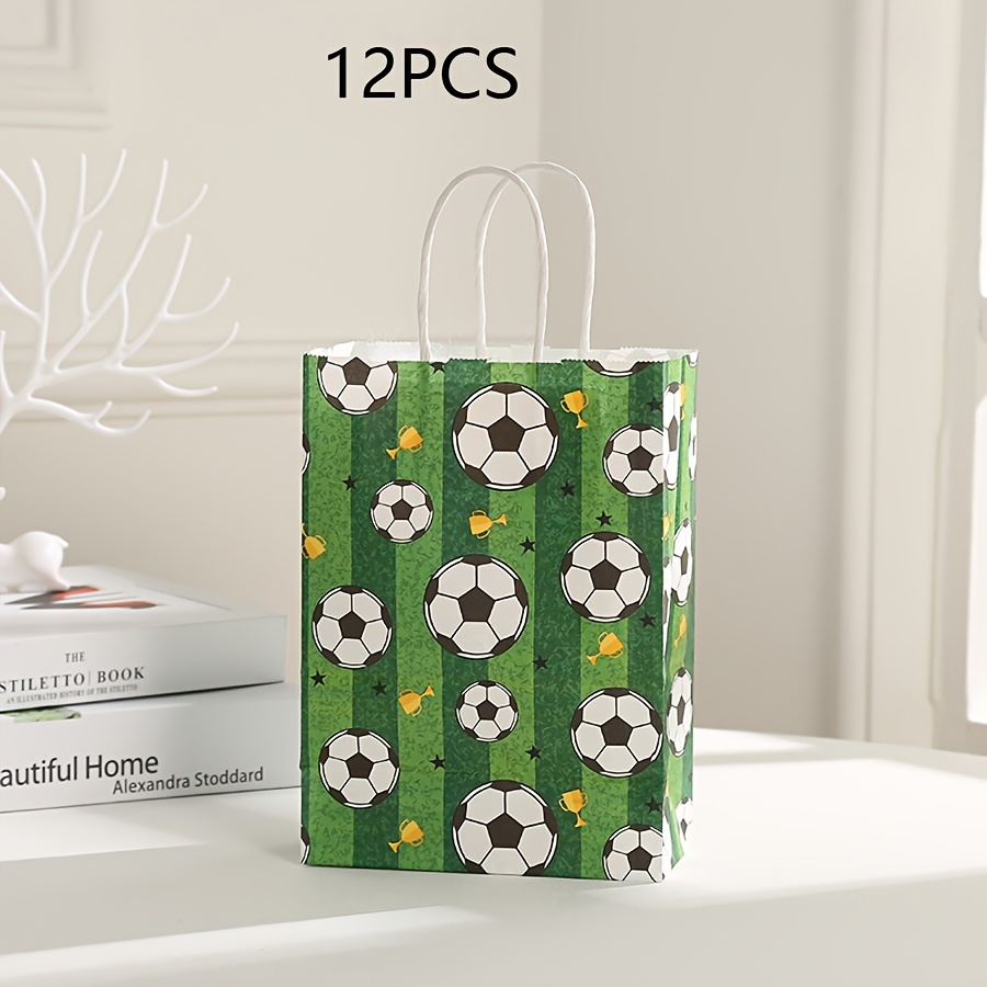TEMU Gift For Her/him 12pcs Football Gift Tote Paper Bags For Birthday Party Favor Gift Packaging Bags, Suitable For Birthday Party, Gifting Events,