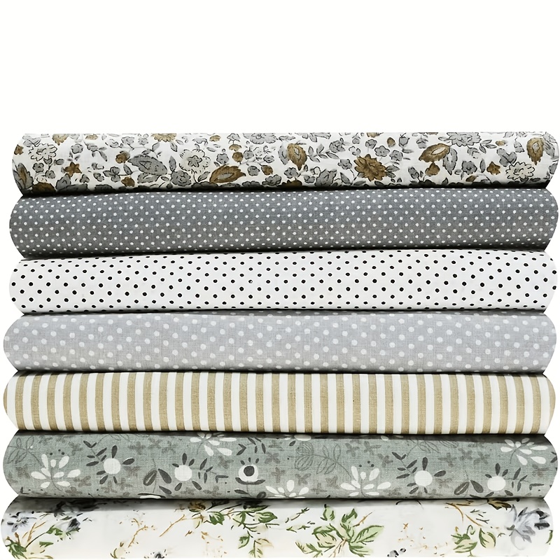 TEMU 7pcs Set 9.8x9.8 Inch Fabric Diy Craft Fabric Bundles, Fat Quarters Pre-cut Quilt Squares For Diy Hand Sewing And Scrapbooking