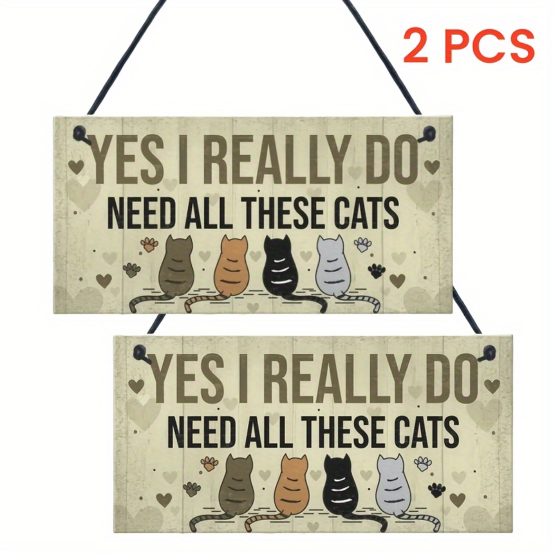 

2pcs, Funny Bedroom Wooden Plaque Cat Sign Pet Lover Sign Home Decoration Sign, Sign Hanging Plaque Wall Decor For Home Room Garden Decor