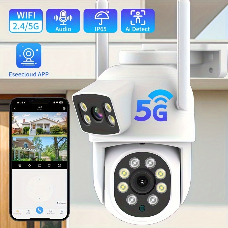 Cámara 5G Cámara de seguridad wifi al aire libre, 5 GHz/2.4 GHz, cámara de  vigilancia para el hogar, cámara de vigilancia doméstica WiFi de doble