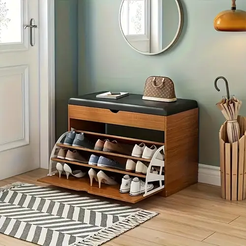 shoe rack for entrance shoe cabinet storage with 3 drawers shoe storage organizer closet with bench contains 6 to 8 foldable shoe organizer with sitting stool shoe storage with 3 colors apartments furniture for home