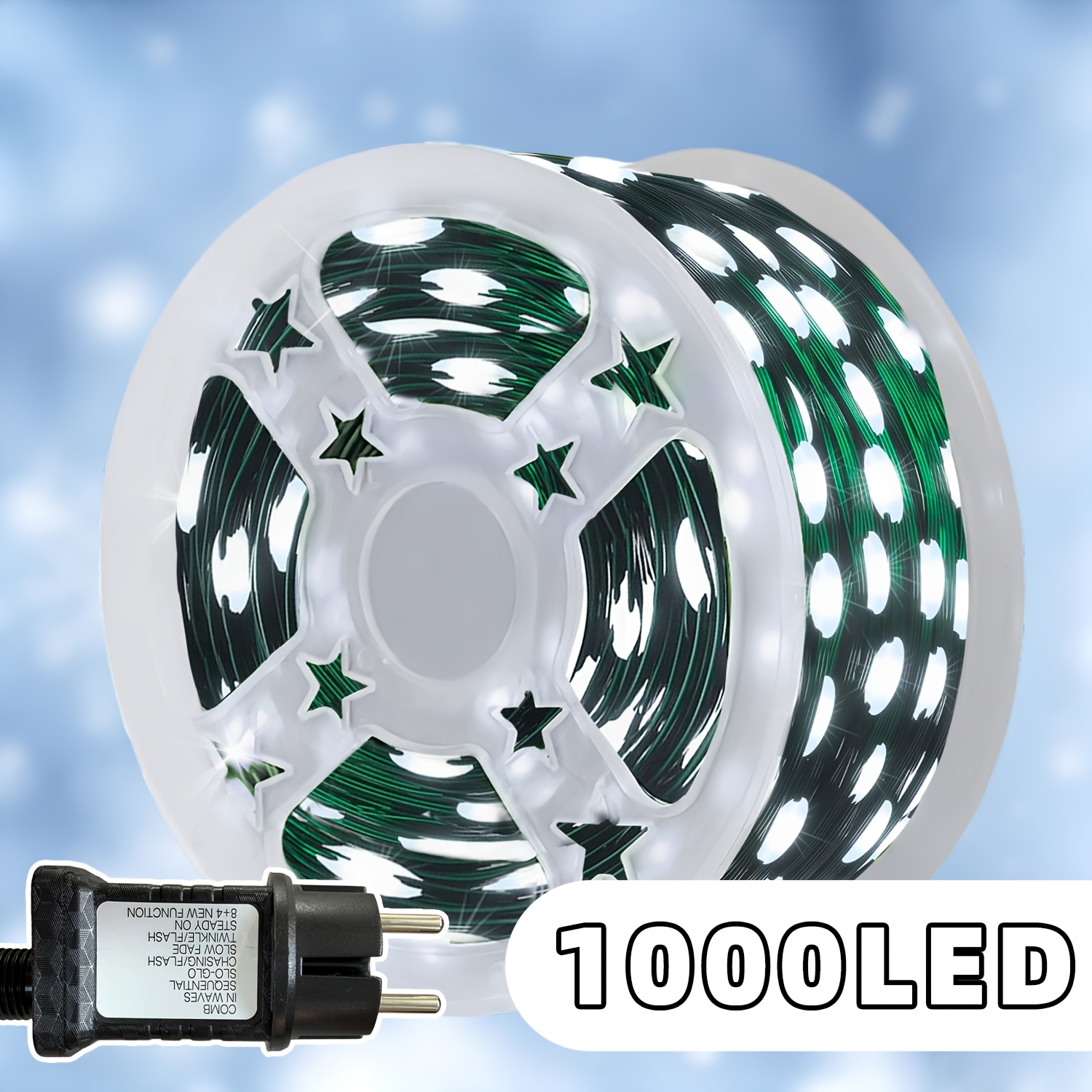 TEMU Guirlande Lumineuse de Noël Droite avec 1000/300 LED, Foncé Extra-Long (102.3/32.), Prend en Charge 12 , Matériau PVC, Convient pour la