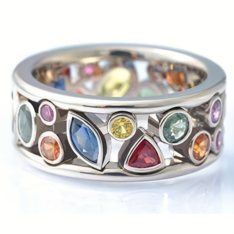 Image of Luxury Cute Inlaid Colorful Synthetic Zirconia Fashion Ring For For Parties Vacations Daily Wear