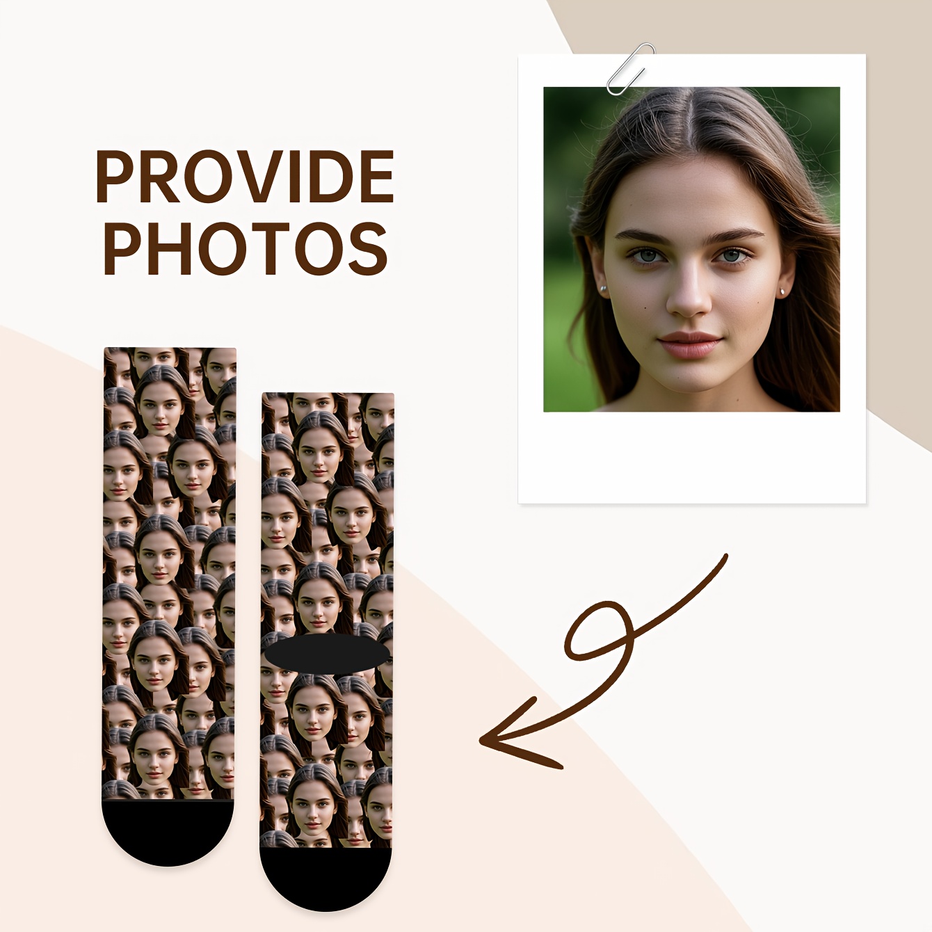TEMU A Pair Of Unisex Socks Customized With Personal Face Patterns, Stylish Mid-calf Socks For Men, Perfect For Valentine's Day, Easter, And Birthday