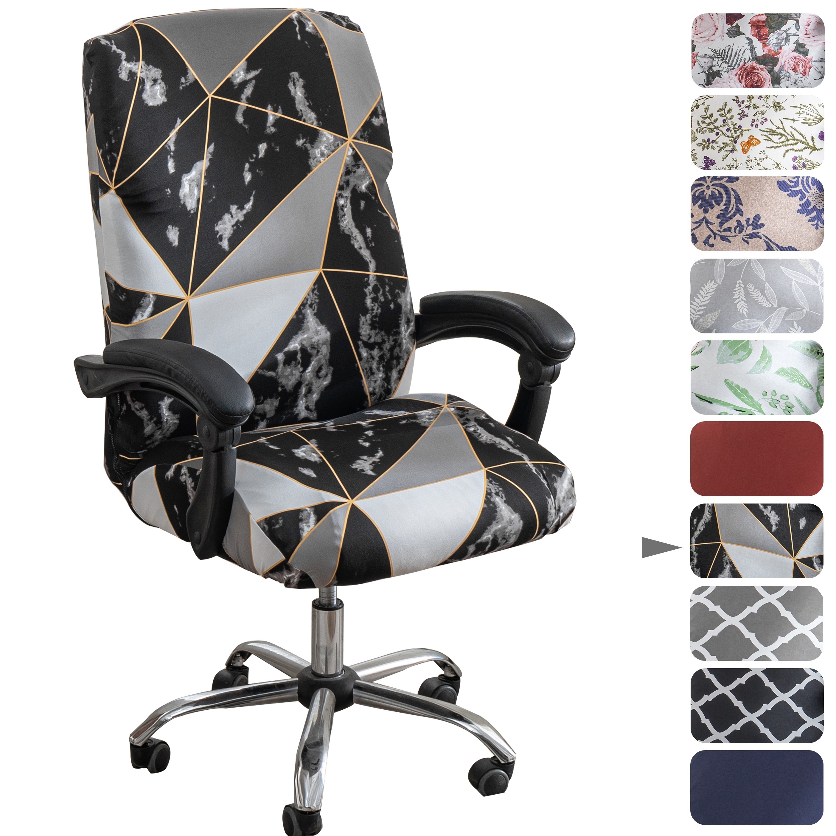 

1pc Stretch Printed Computer Office Chair Covers, Soft Fit Universal Desk Rotating Chair Slipcovers, Removable Washable Anti-dust Spandex Chair Protector Cover With Zipper