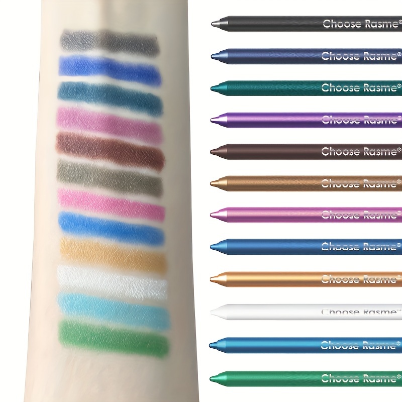 24h waterproof eyeliner pencil set 12 color glitter matte dual use eye liner and shadow pen smudge proof long lasting colored eyeliner kit