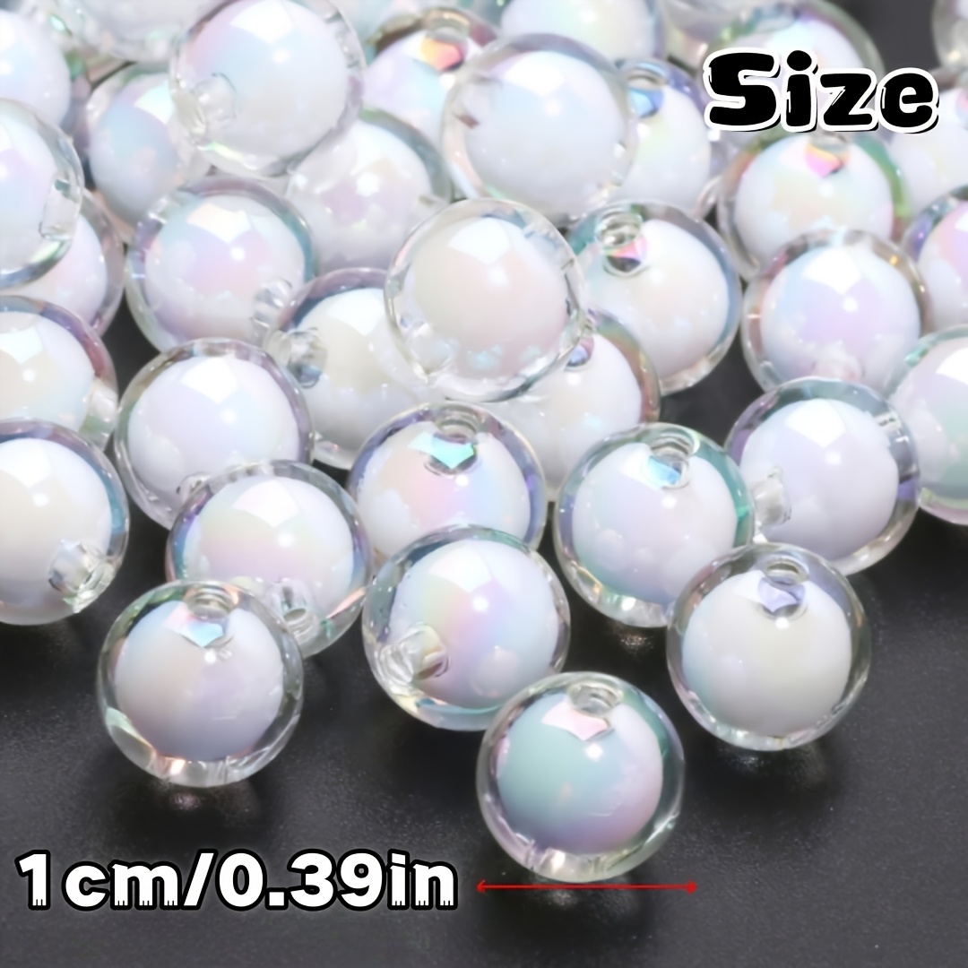 TEMU Perles AB 10 mm, 52 pièces, perles acryliques blanches, bracelets, , décorations, pendentifs, perles décoratives