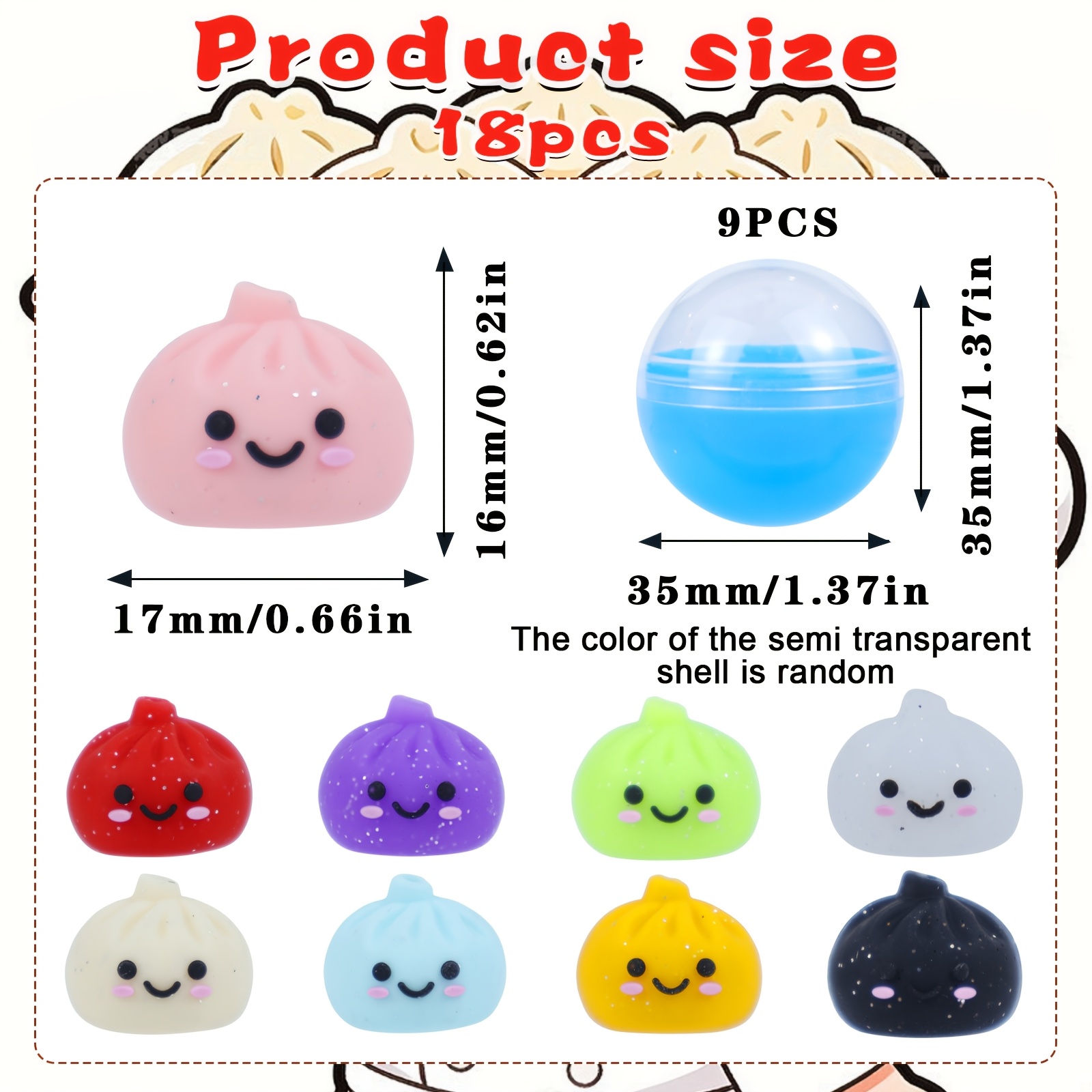 TEMU Set di 18 perline in silicone a forma di al vapore con 3D (9 Baozi e 9 gusci), adatte per perline decorative creative fatte a e da regalo come