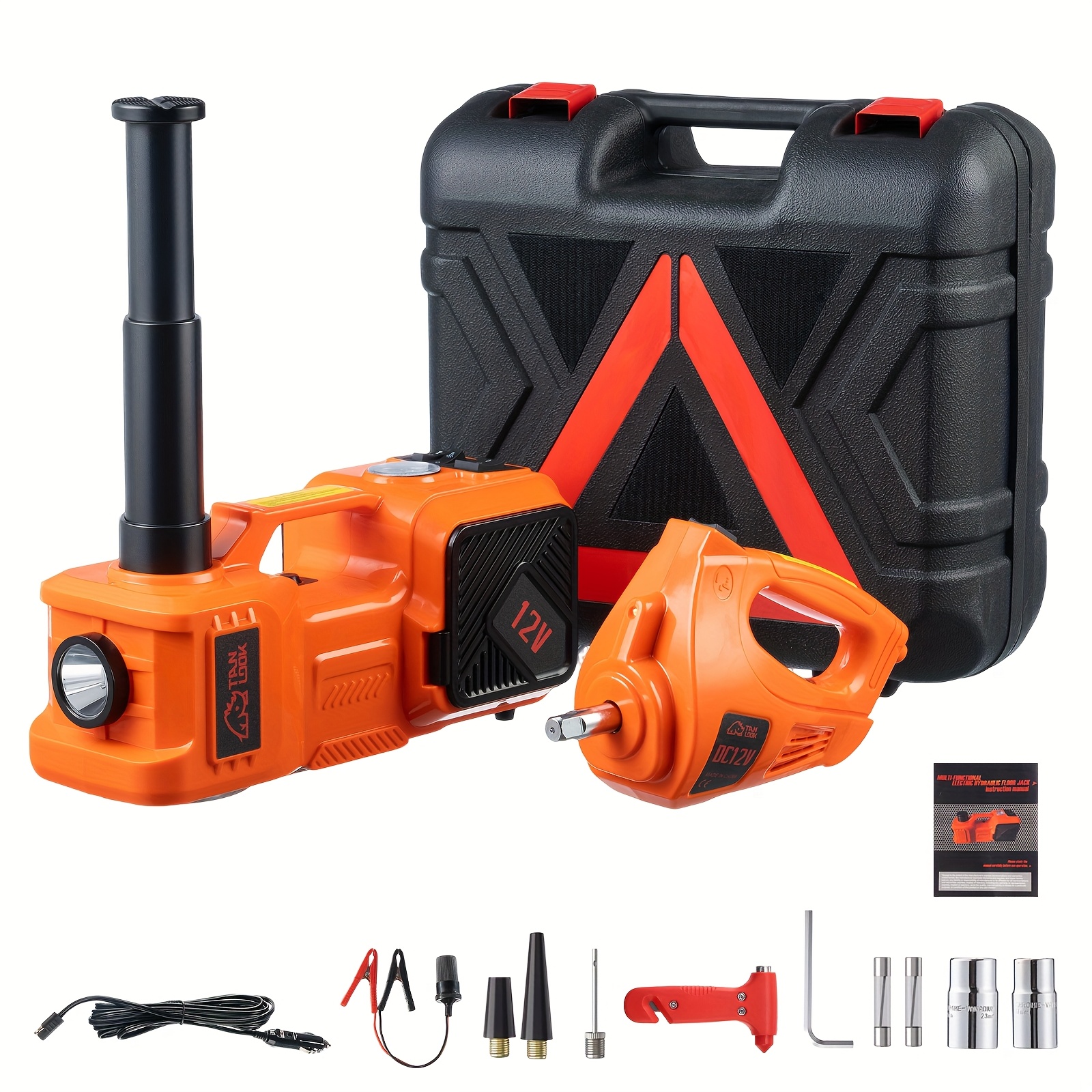 TEMU Electric Car Jack, Portable Car Lift With Built-in Air Pump, 5-ton/11023-pound Hydraulic Jack, With Electric Impact Wrench, And Led Lighting For