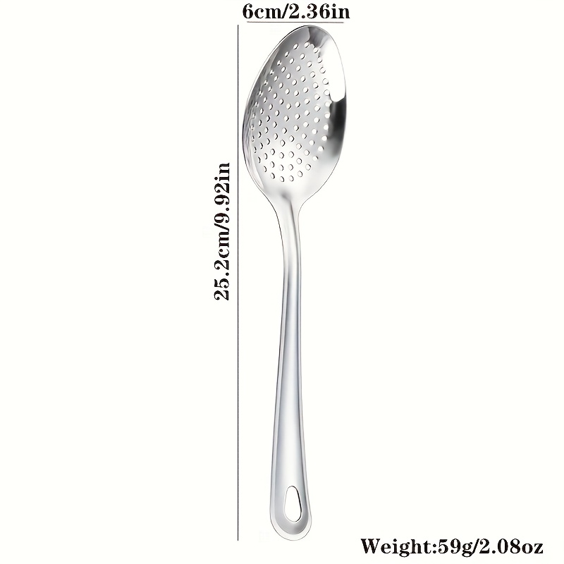 TEMU 1pc Stainless Steel Soup Ladle/sieve, Hotel Buffet Serving Spoon, Public , Strainer Spoon, Kitchen Utensil