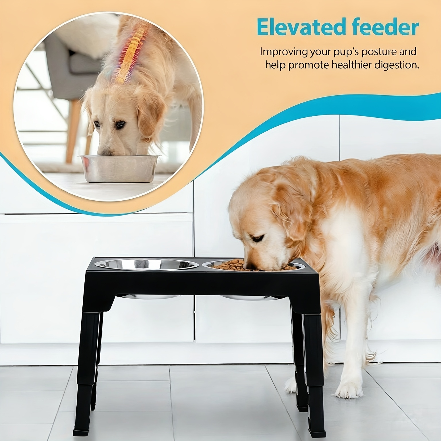 pet lifting bowl adjustable elevated cat bowl upright anti vomiting dog bowl dual feeding water bowl ergonomically adjustable height feeding rack   essential comfortable feeding solution Product details 0