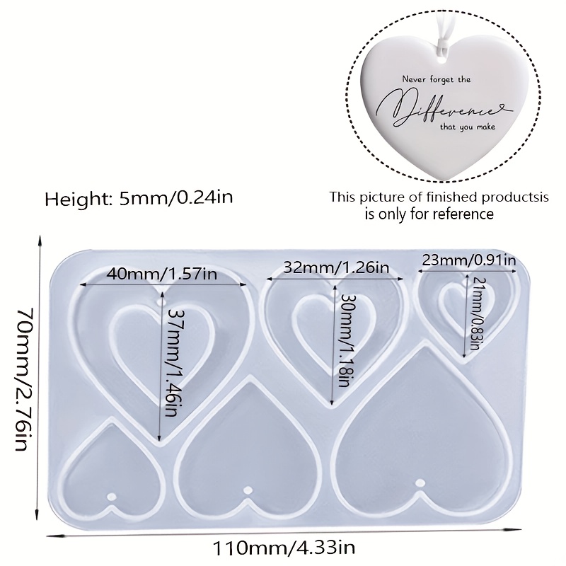 TEMU 2pcs Heart Silicone Pendant Molds - Craft Molds, Handmade Pendant Earring Silicone Molds For Crafts, Precision Crafting, Handmade Gift