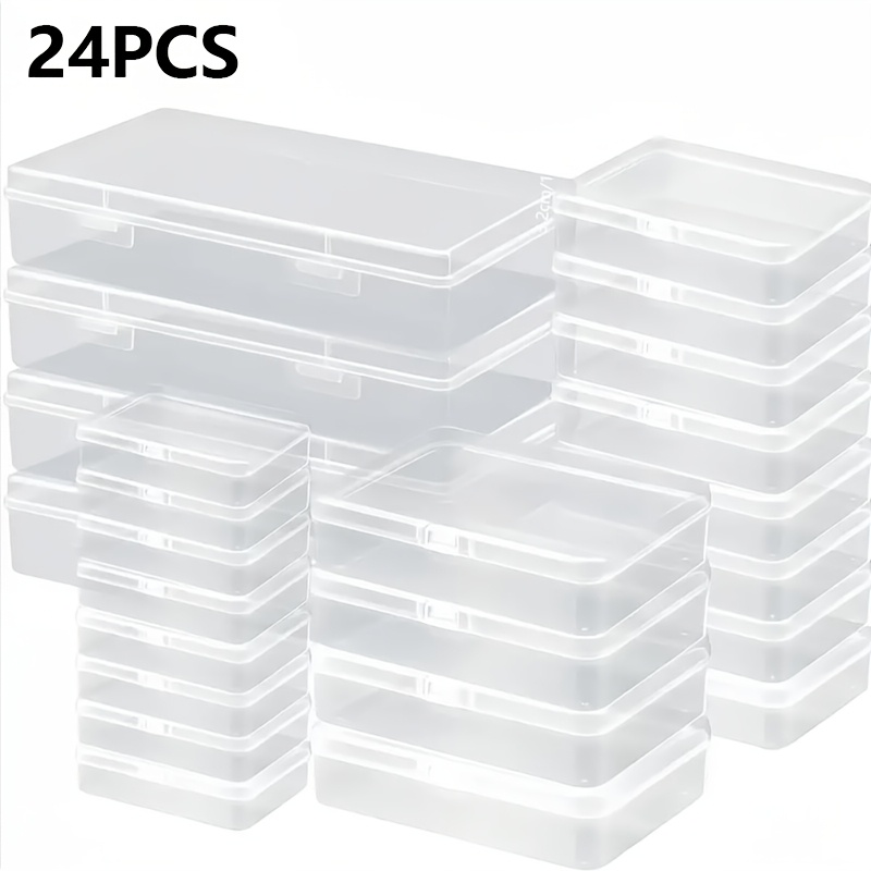 

24pcs Transparent Plastic Storage Box Set, Rectangular Storage Containers, Suitable For Jewelry Accessories, Office Supplies And Stationery Classification