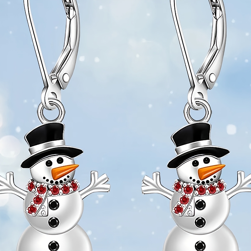 

2pcs Fashionable And Creative Christmas Snowman Pendant Earrings Thanksgiving Christmas New Year Party Gift, Jewelry Suitable As A Birthday Gift To Give To