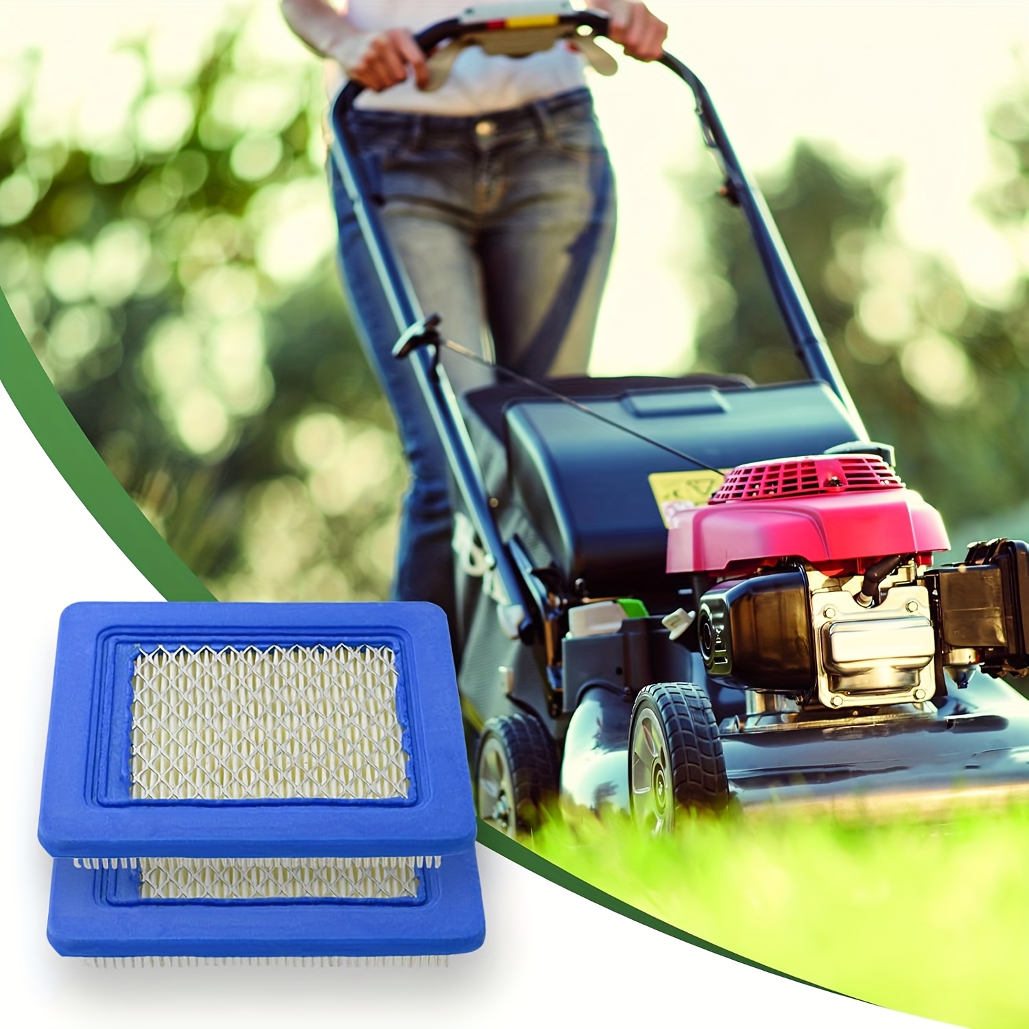 2 Pack 491588s Air Filter, And 491588 491588s Flat Air Filter Cartridge, Lawn Mower Air Filter