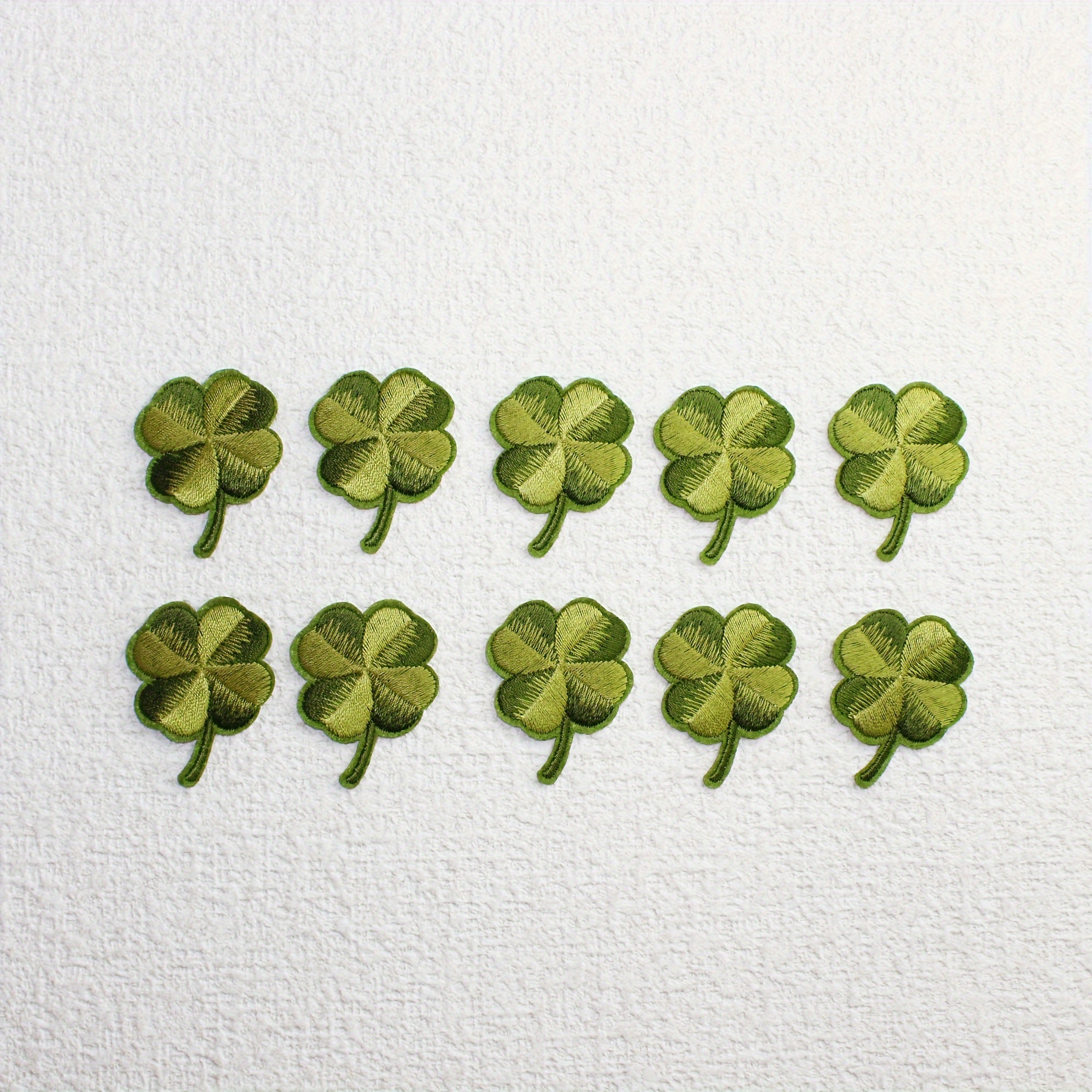 

10 Green Clover Embroidery Iron-on Patches - Perfect For St. Patrick's Day Decorations