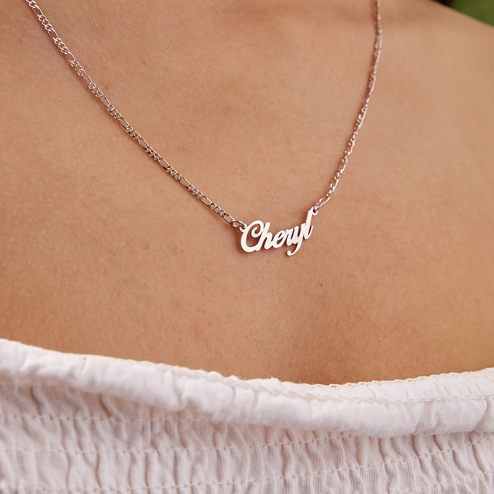 Custom Retro Name Pendant Necklace in Stainless Steel