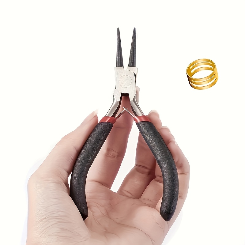 TEMU Une pince multifonction à bec rond + une bague à ouverture, pour accessoires de fabrication de bijoux DIY simples - Pièce