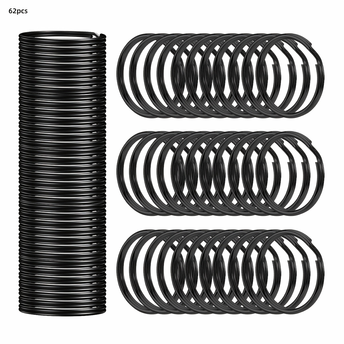 TEMU 62pcs Of Round Metal Keychains, Alloy Material, Suitable For Car Keys, Outdoor Handmade Key Storage, Key Rings, Key Chains, Dog Leashes, And Bag