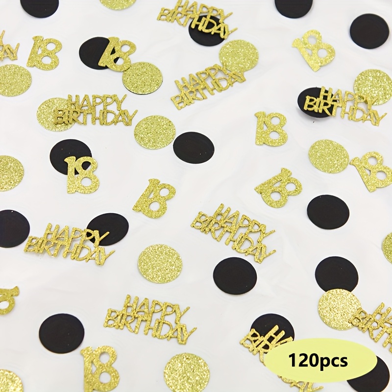 Image of 120pcs Of Black And Golden Confetti For An 18th Birthday Celebration, Themed Decorations For A Black And Golden 18th Birthday Party