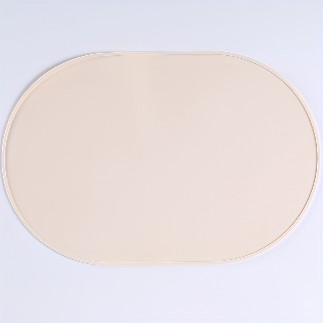 Image of Silicone Placemats For Dining Table - 1pc Heat-resistant, Non-slip, Easy-to-clean Silicone Table Mat - Perfect For Kitchen & Indoor Use, Beige & , Simple Elegant Design