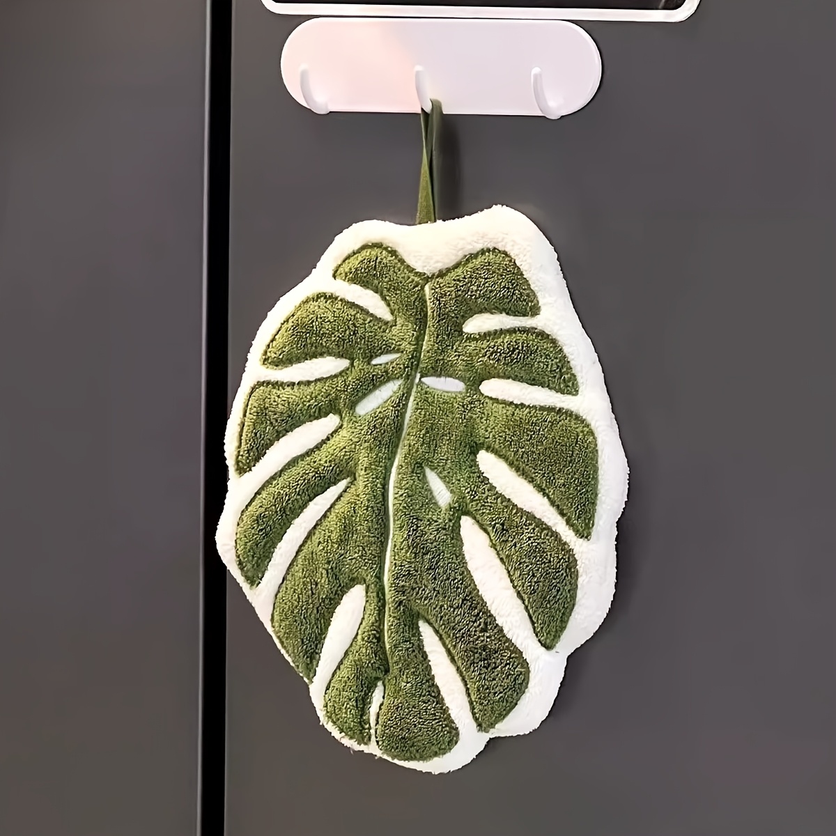 TEMU Creative Monstera Leaf Hanging Fingertip Towel, Coral, Absorbent, For Home, Kitchen, And Bathroom Decoration, Quick-drying Cleaning Small