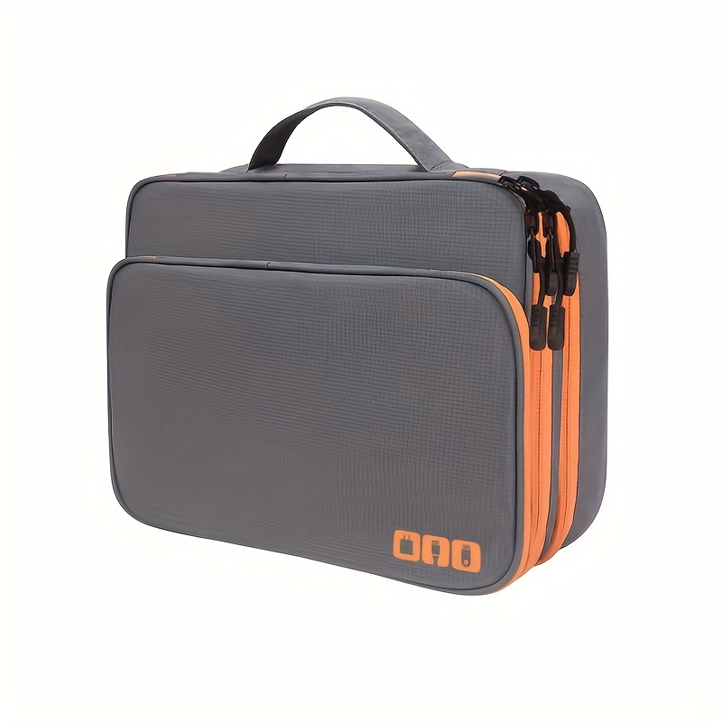 Image of Multi Layer Cable Storage Bag, Electronic Additions Organizer, Portable Travel Cable Organizer Case For Ipad Cable Charger Cord, Charger, Phone, Earphone, Passport, Pen, Bank Card, Power Bank