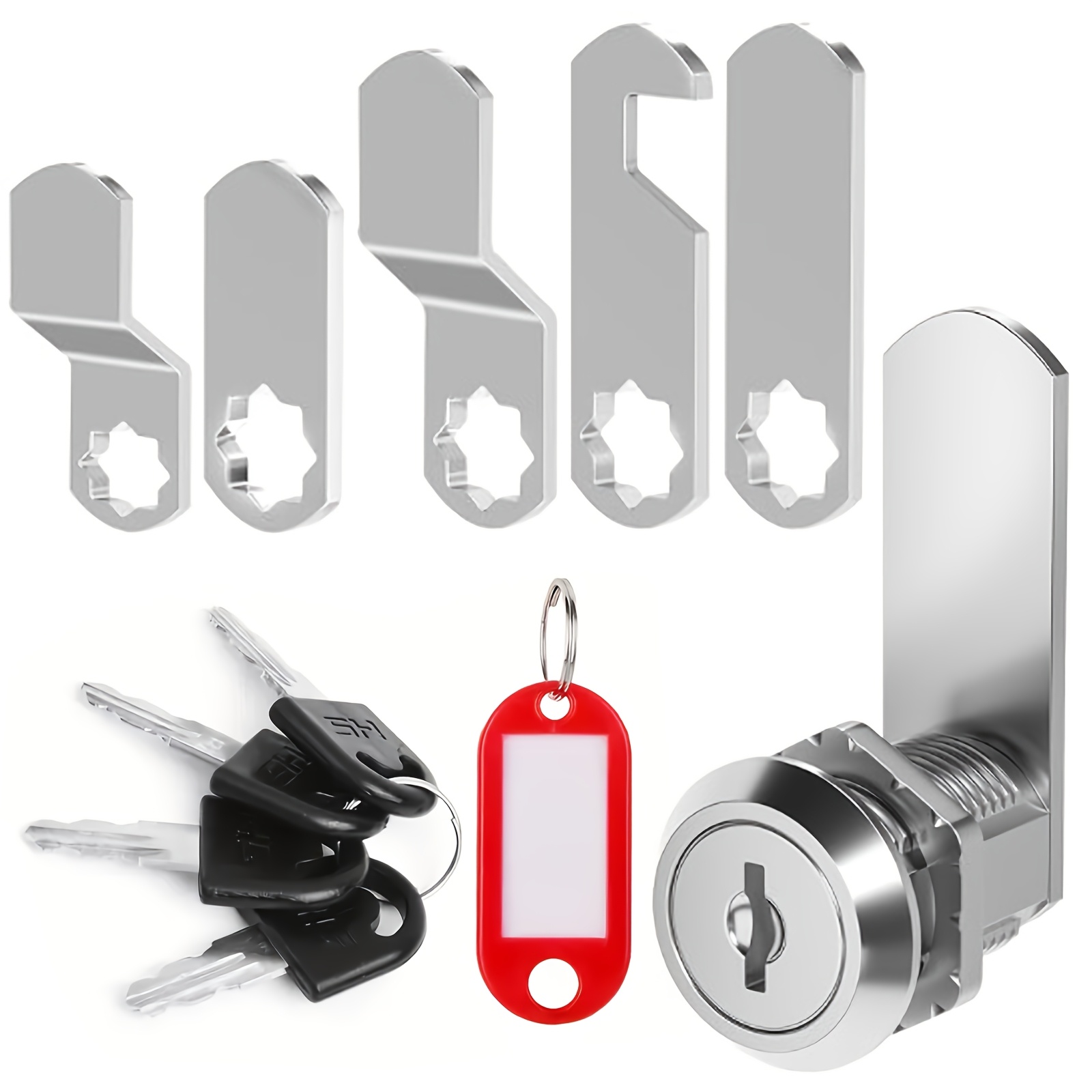 

16mm Lock, Letter Lock With 4 Keys, 1 Key Tag And 5 Locking Plates, Cabinet Drawer Cupboard , For Mailboxes Locker Toolboxe Filing Cabinet Letter Box Lock