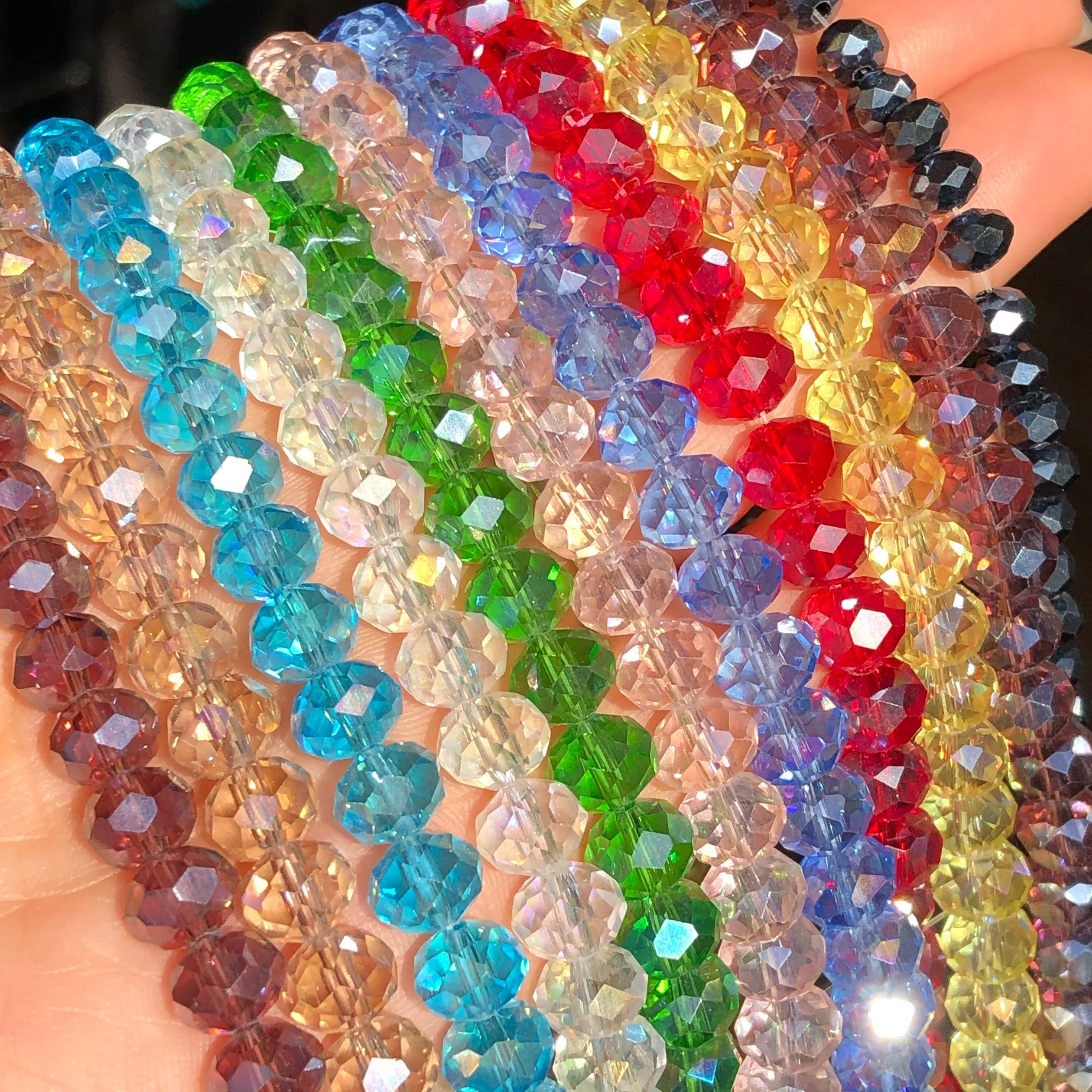 

10 Strands Mixed Color Austria Faceted Crystal Beads Rondelle Glass Beads Loose Spacer Beads For Jewelry Making Diy Bracelet Accessories 3/4/6/8mm