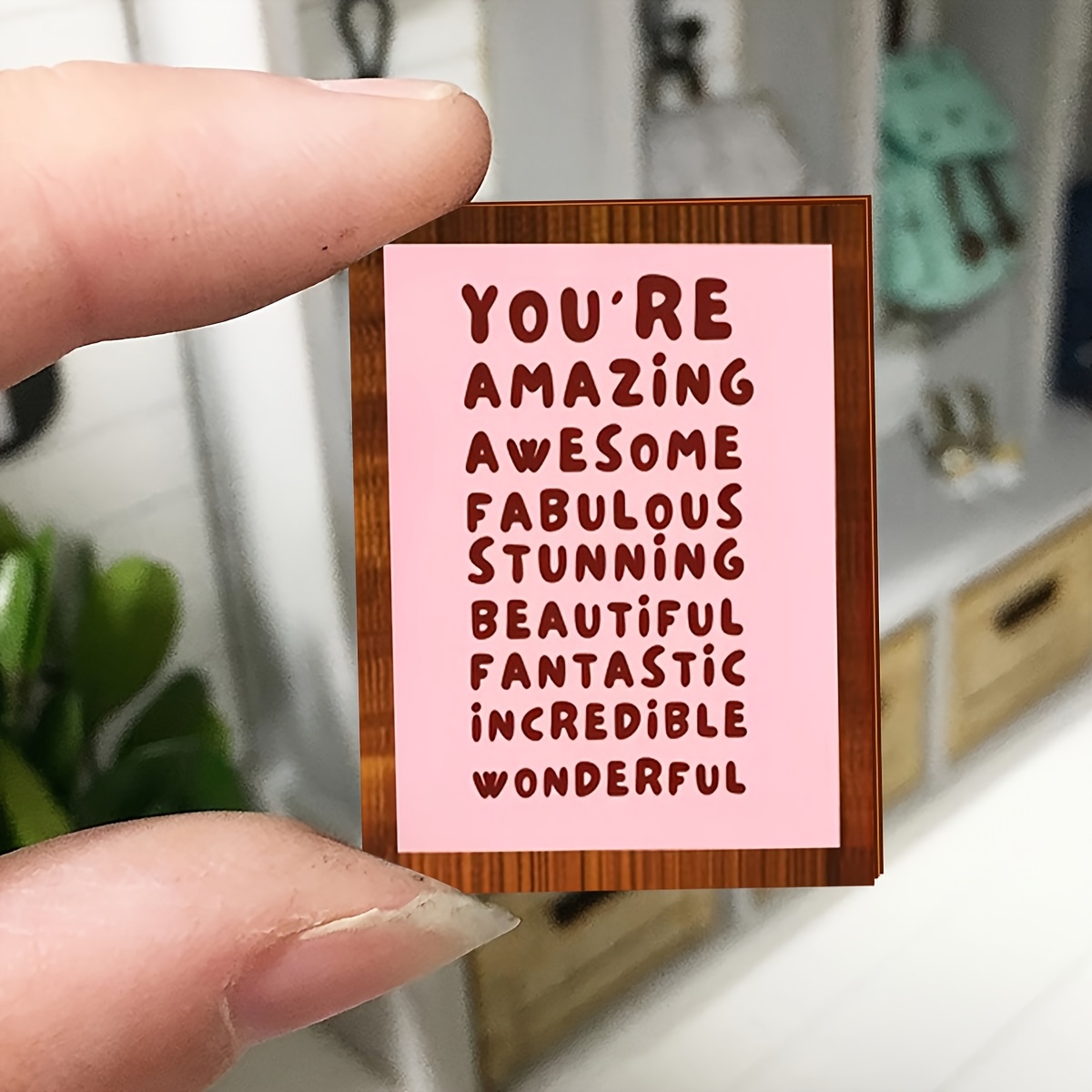 TEMU 2D Plat - 1 stuks 2D Mini Retro Enkel Laags Motivatie Quote Je Bent Geweldig Design Muurkunst Decor Houten Ornament, Boerderij Houten Frame