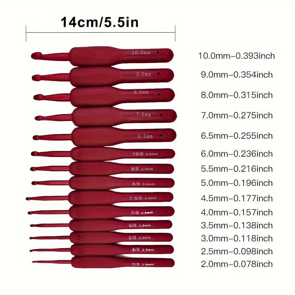 

1 Set Aluminum Crochet Hooks, Tpr Silicone Grip, Complete Knitting Tool Kit, Sizes 2.0.0mm