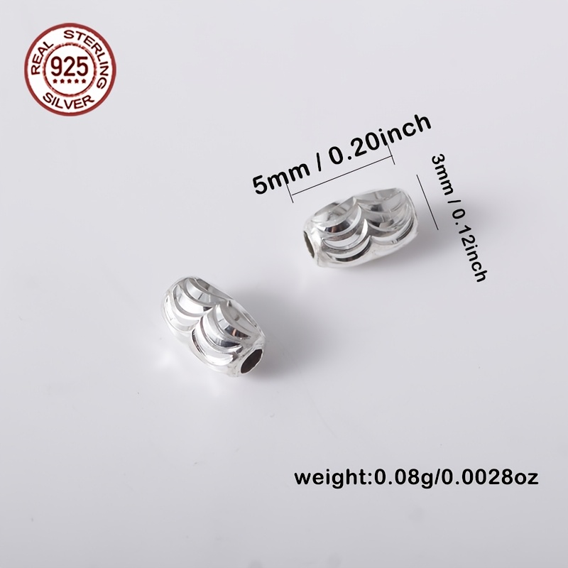 20pcs S925 Sterling Silver Fluted Beads for DIY Jewelry Making