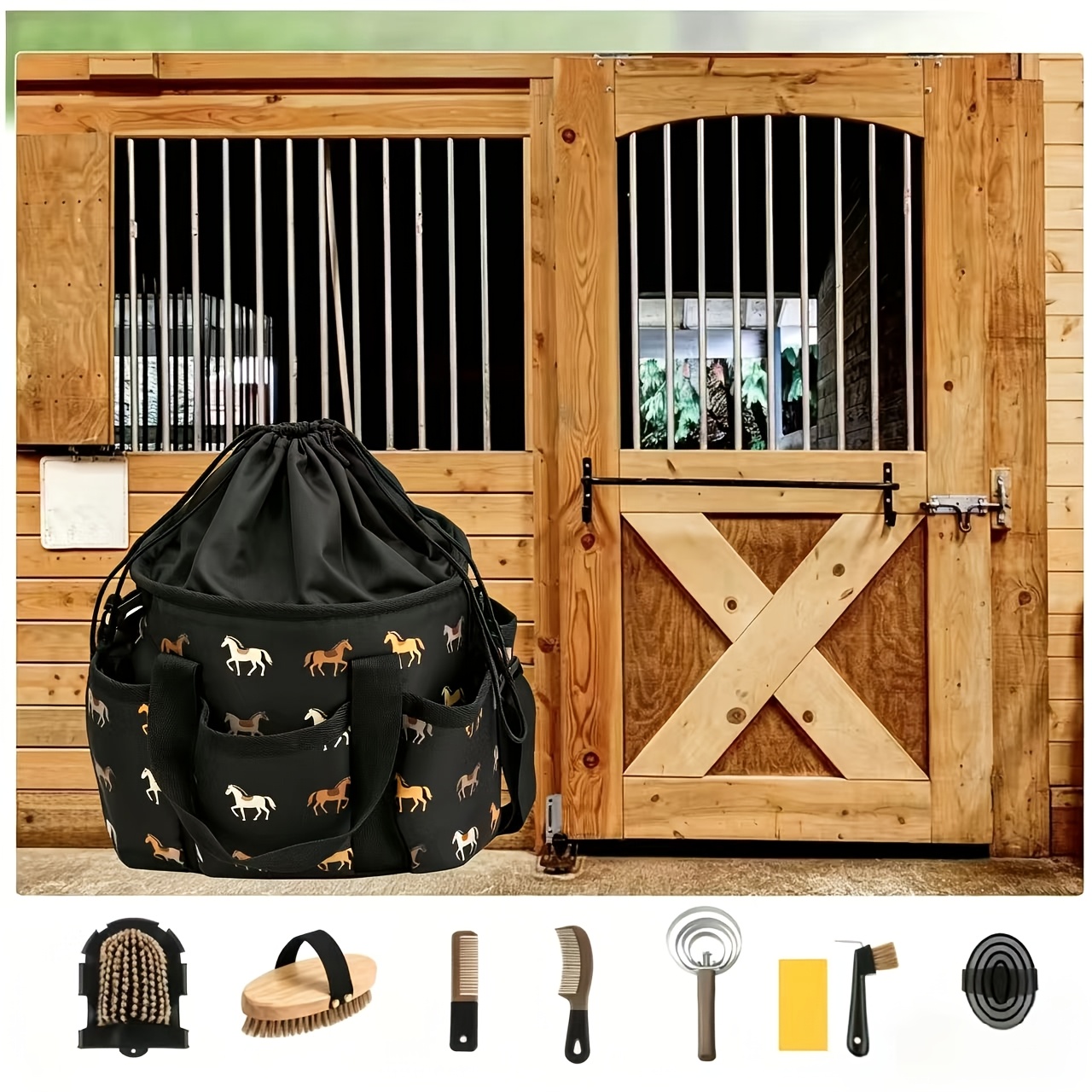 TEMU Stable Tack Large Bag Stable Storage Bag, Extra Pocket Multi-functional Tack Storage Box
