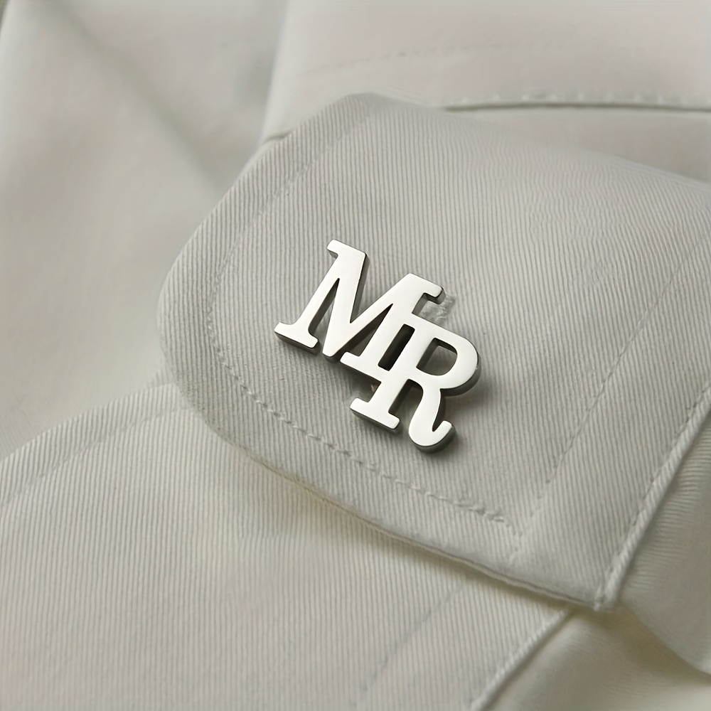 TEMU Personalized Stainless -2 Letter Cufflinks, Custom Fashion Men's Suit Cufflinks, Men's Holiday Gift, Wedding Gift