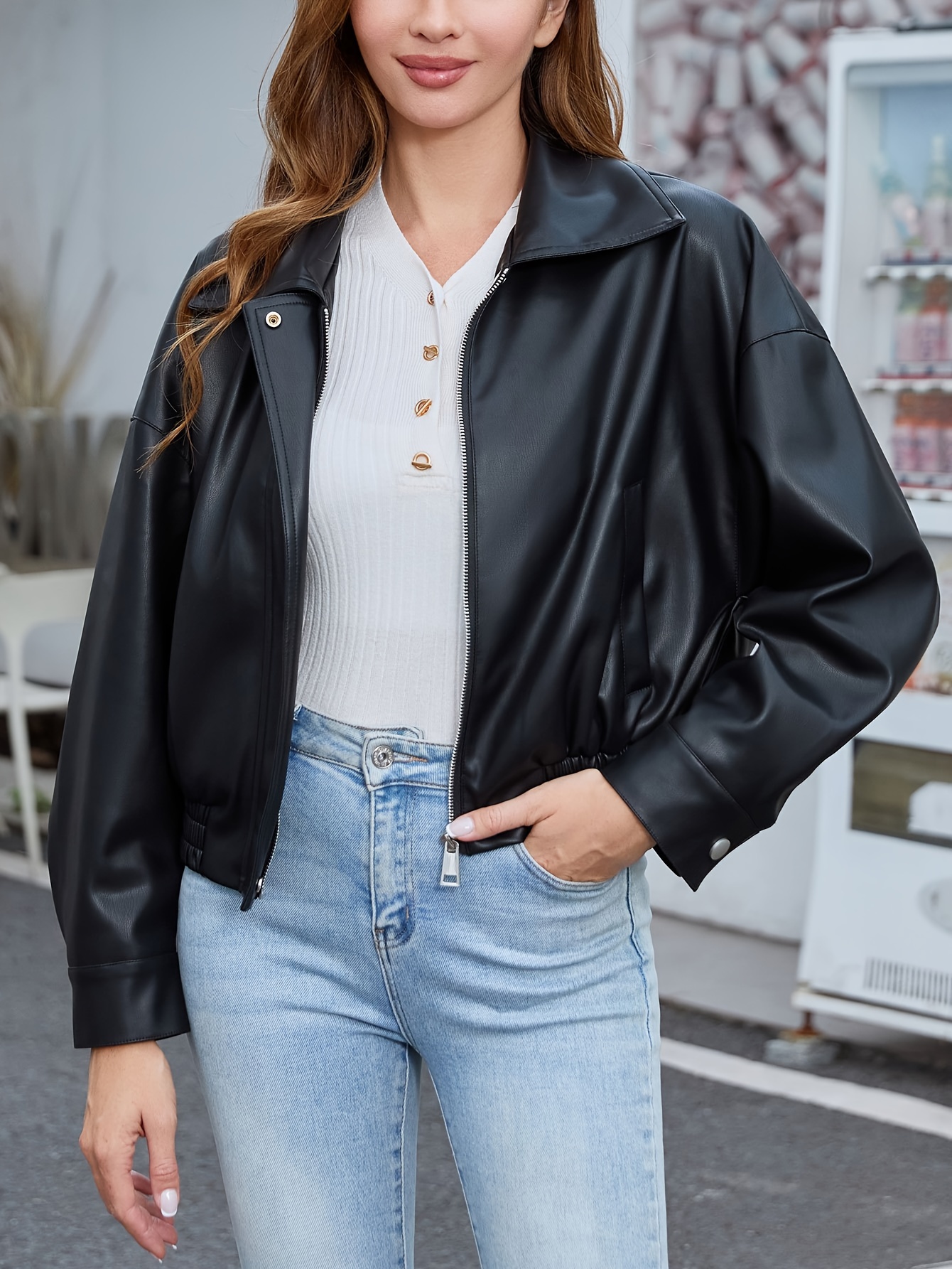 Lederjacke Kunstleder Jacke GrÃ¼n Kunstlederjacke Lederimitat