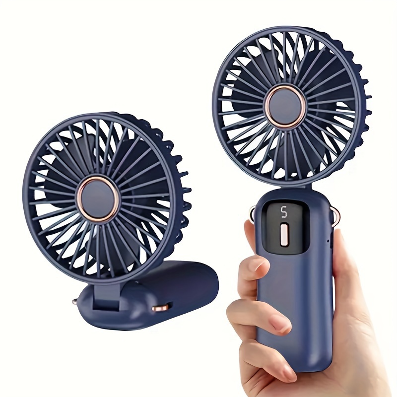 

1pc Portable Handheld Mini Fan - Usb Rechargeable, 5 Speeds, 90° Foldable, Led Display - Ideal For Office, Bedroom, Outdoor, Travel, Camping - Back To School Supplies