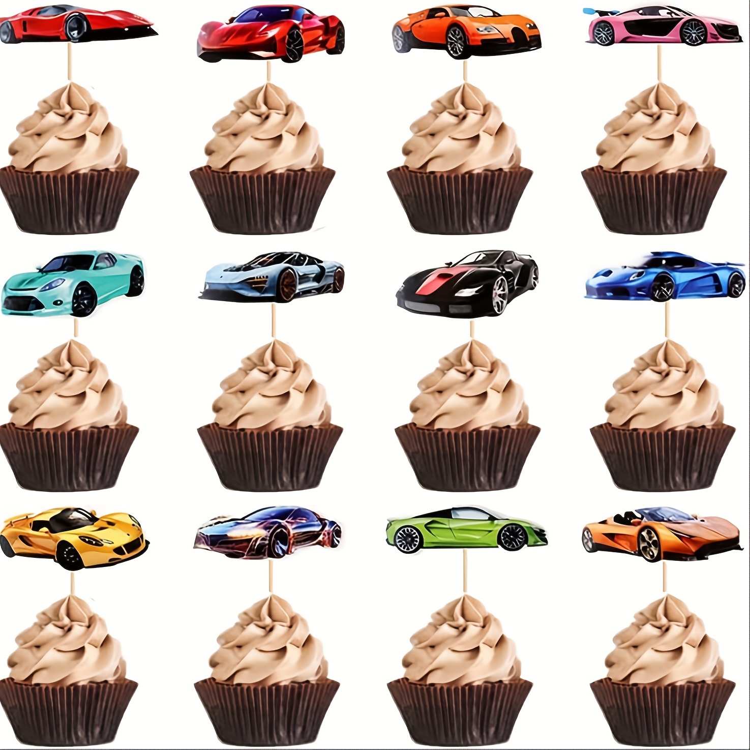 24pcs Racing Cupcake Toppers Race Cupcake Picks Racing Cupcake Toppers For Baby Shower Racing Sports Theme Baby Shower Birthday Party Cake Decors