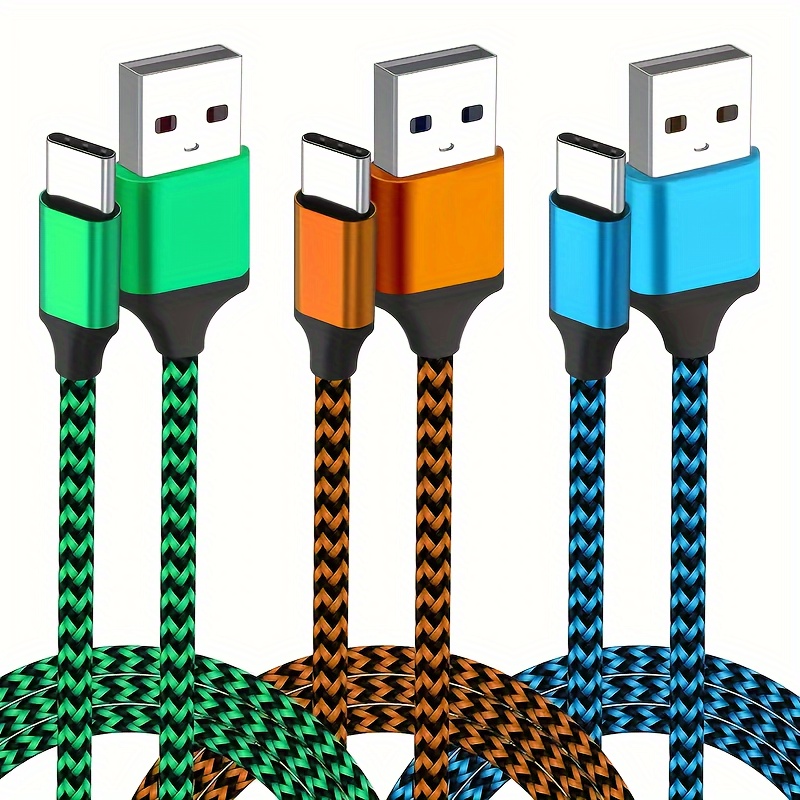 Cable USB tipo C, USB A a USB C 3A de carga rápida (paquete de 2 unidades  de 3.3 pies), cable de carga trenzado compatible con Samsung Galaxy S10 S9