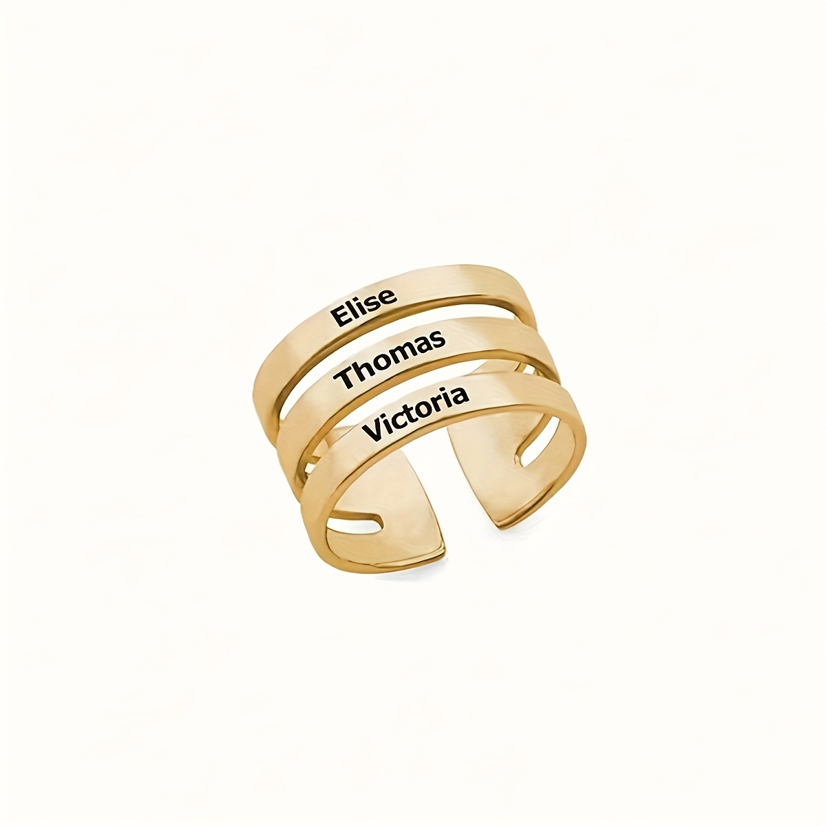 TEMU Anillo personalizado grabado con y , 2-3 y números, de acero inoxidable dorado/plateado/, regalo de aniversario, regalo de San Valentín, regalo
