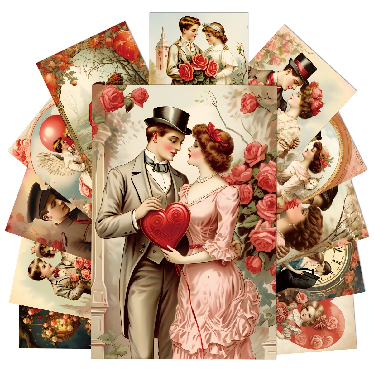 

12-pack Vintage 's Day Greeting Cards, Retro Romantic Postcard Note Cards, Elegant Love Themed Blank Cards For Lovers, Wedding Party Favors