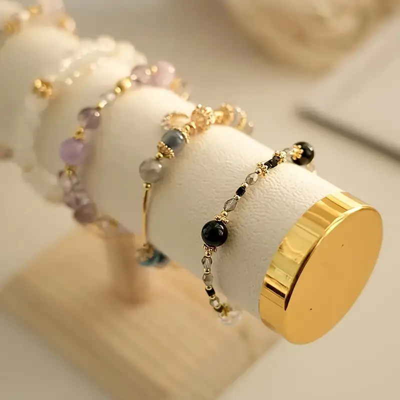 1 elegante houten sieradenstandaard, meerdere doeleinden onafgewerkte ovale tafelblad armband halskettinghouder, details 3