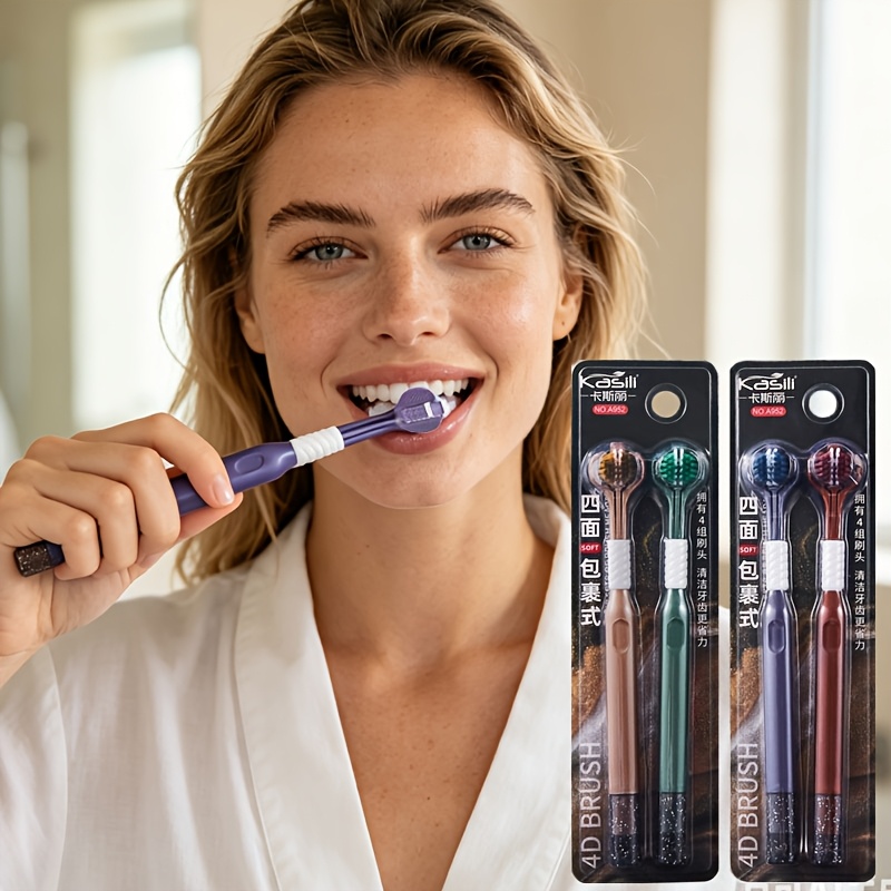2-Pack Three Sided Toothbrush for Deep Cleaning