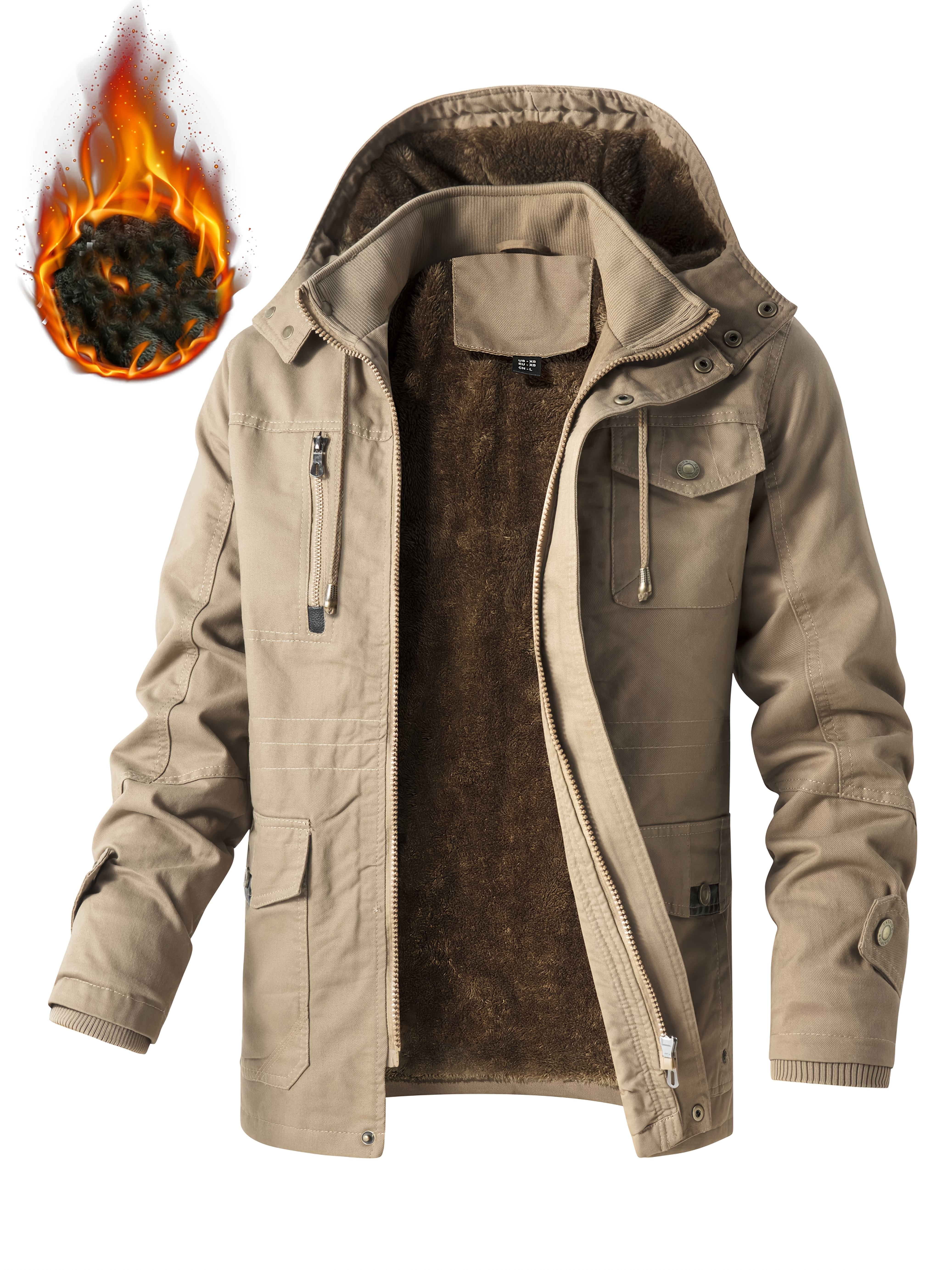 men's thickened length jacket detachable hood winter Temu Germany
