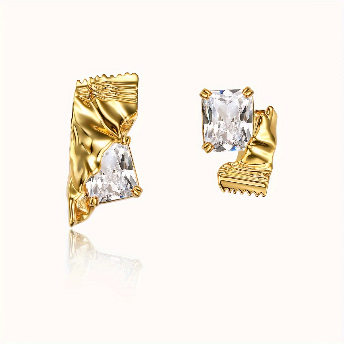 

Pair Earrings 18k Gold-plated Candy Shaped Ear Decor Zirconia Copper Great For Party Holidays