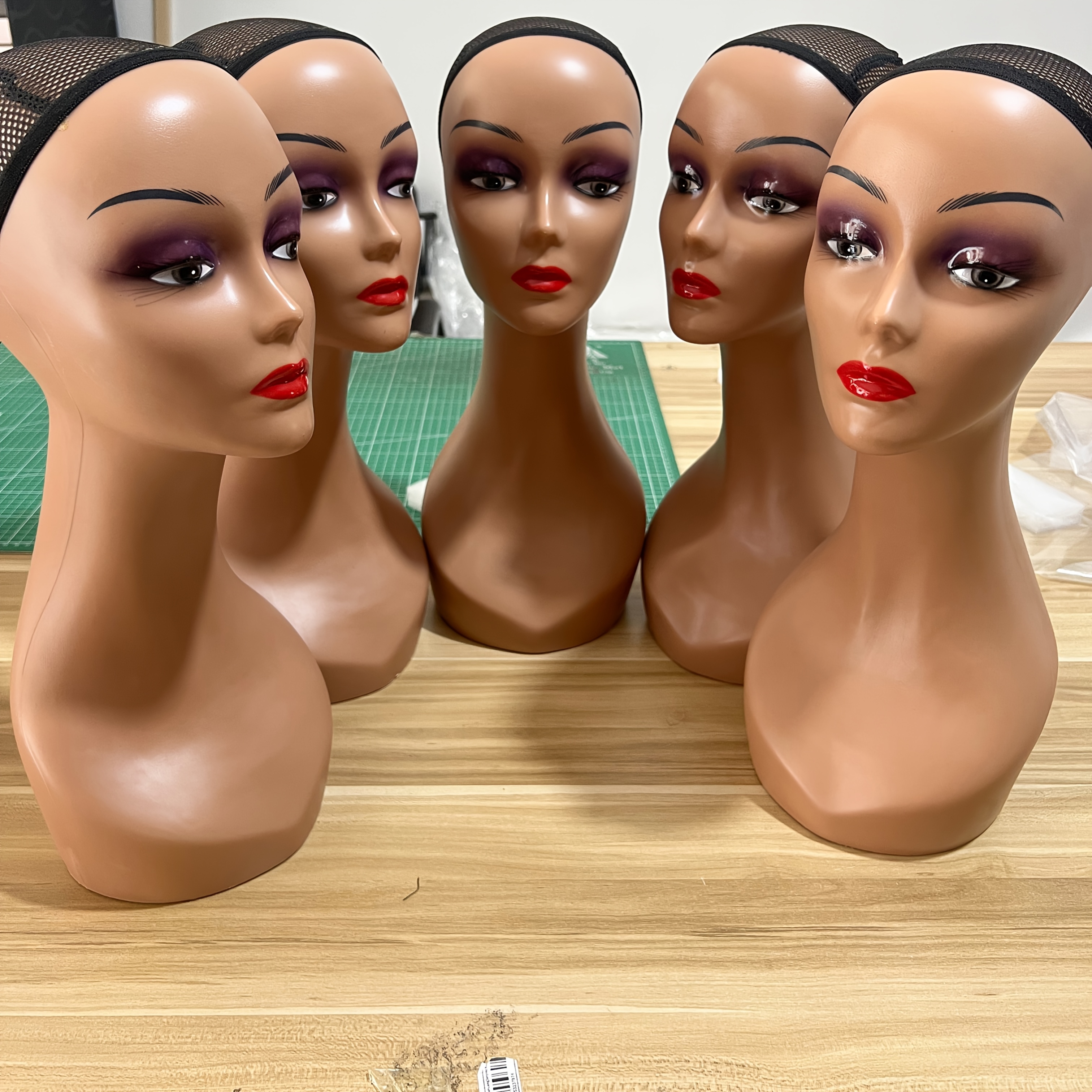 Image of Wholesale Of 5 Per Box: Realistic Female Mannequin Heads With Wigs, Mannequin Heads For Displaying Head Fashion Glasses, Jewelry, And Beauty Accessories, Straight Tube Red Lips Style