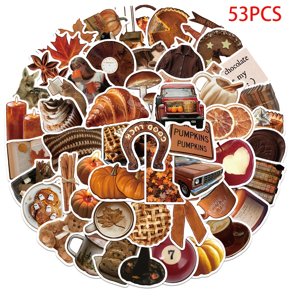 53pcs New Autumn Ins-style Stickers, Diy Cartoon Stickers For Laptops, Phones, Water Cups, Luggage And Other Items
