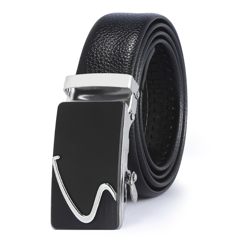 Men's Casual Leather Belt with Automatic Buckle