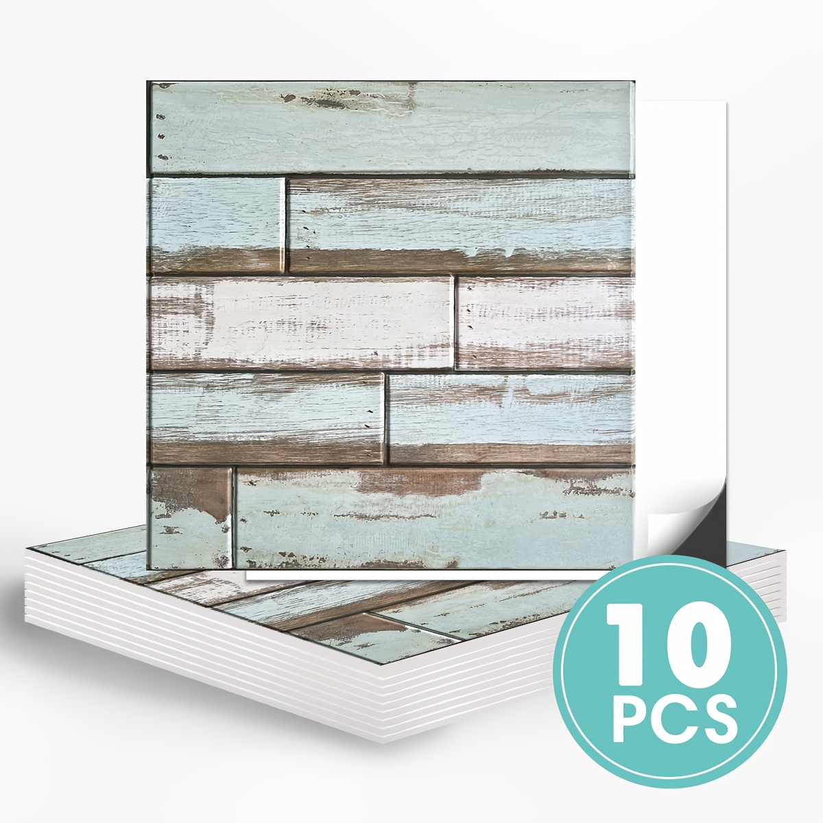 TEMU 10/20pcs Pvc Wood Self-adhesive Wall Panels - 3d Wall Panels - 3d Wood Texture Design, Living Room Vintage Decorative Wall Panels, Bathroom