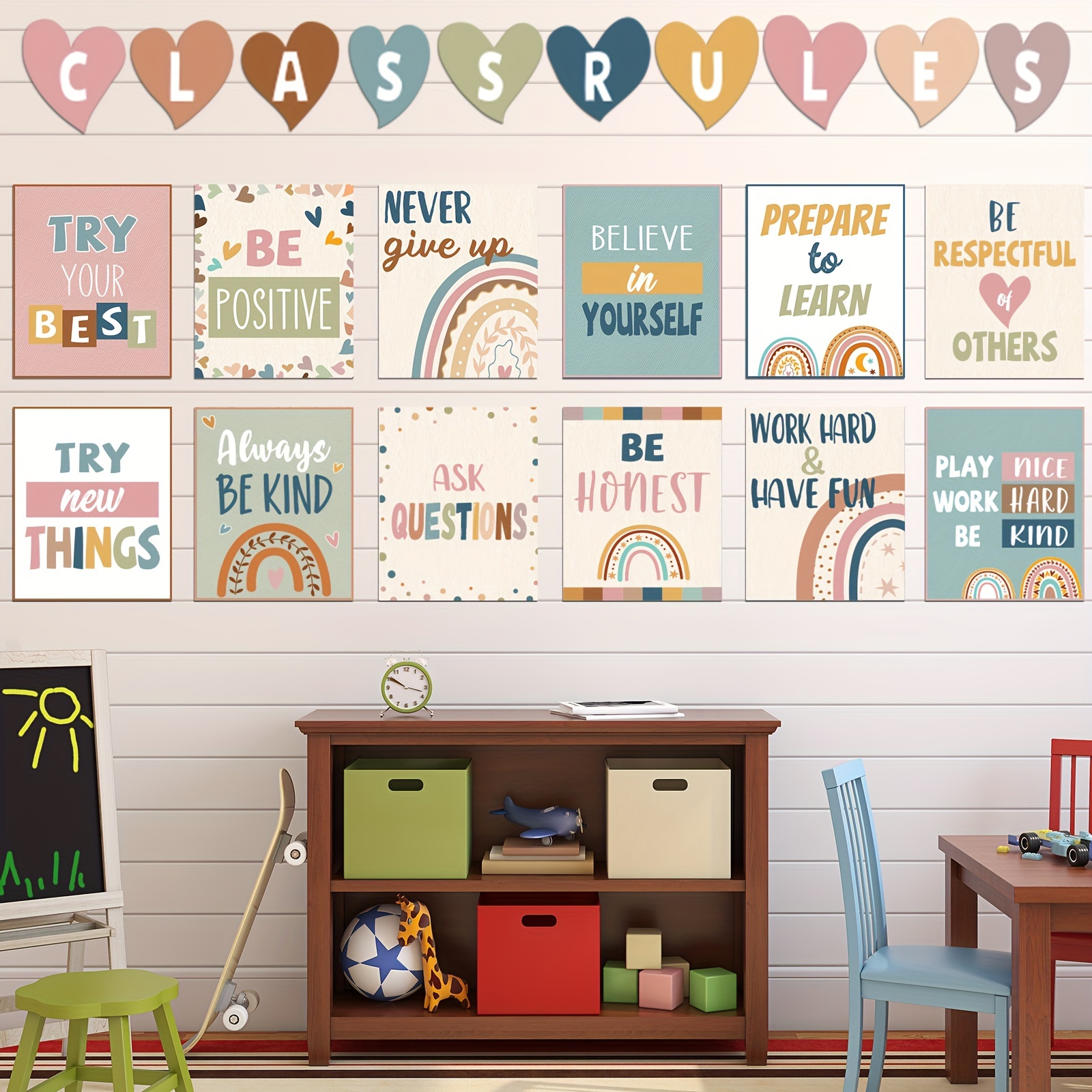 Boho School Classroom Rules Bulletin Board Set - Temu