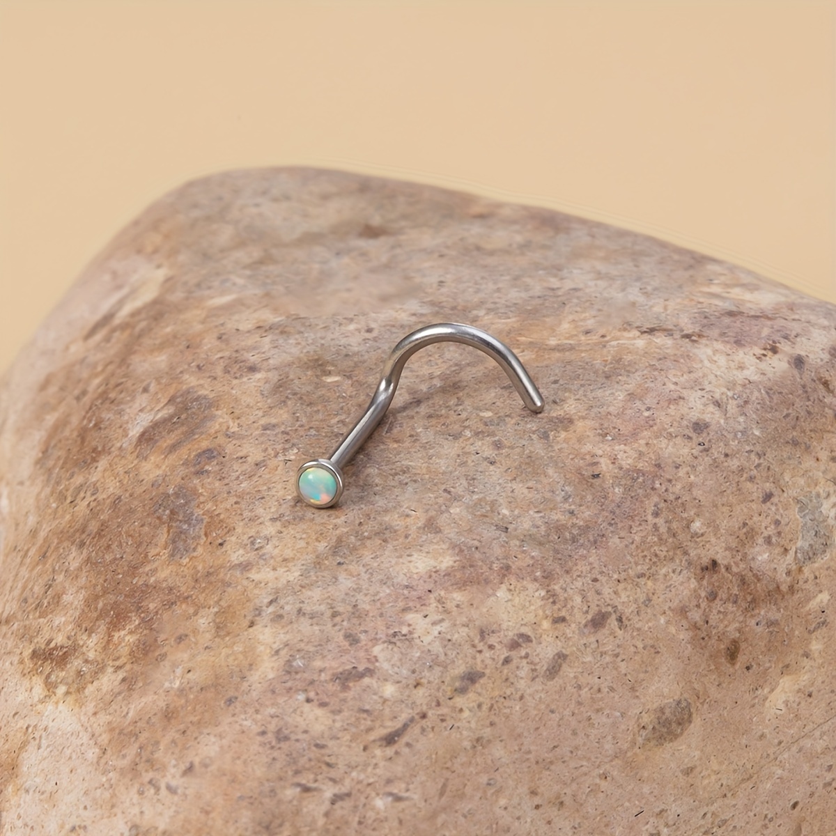 Image of 1pc 2mm Synthetic Opal Nose Screw Studs Stainless Steel Nose Rings Nostril Nose Piercing Jewelry 20 Gauge